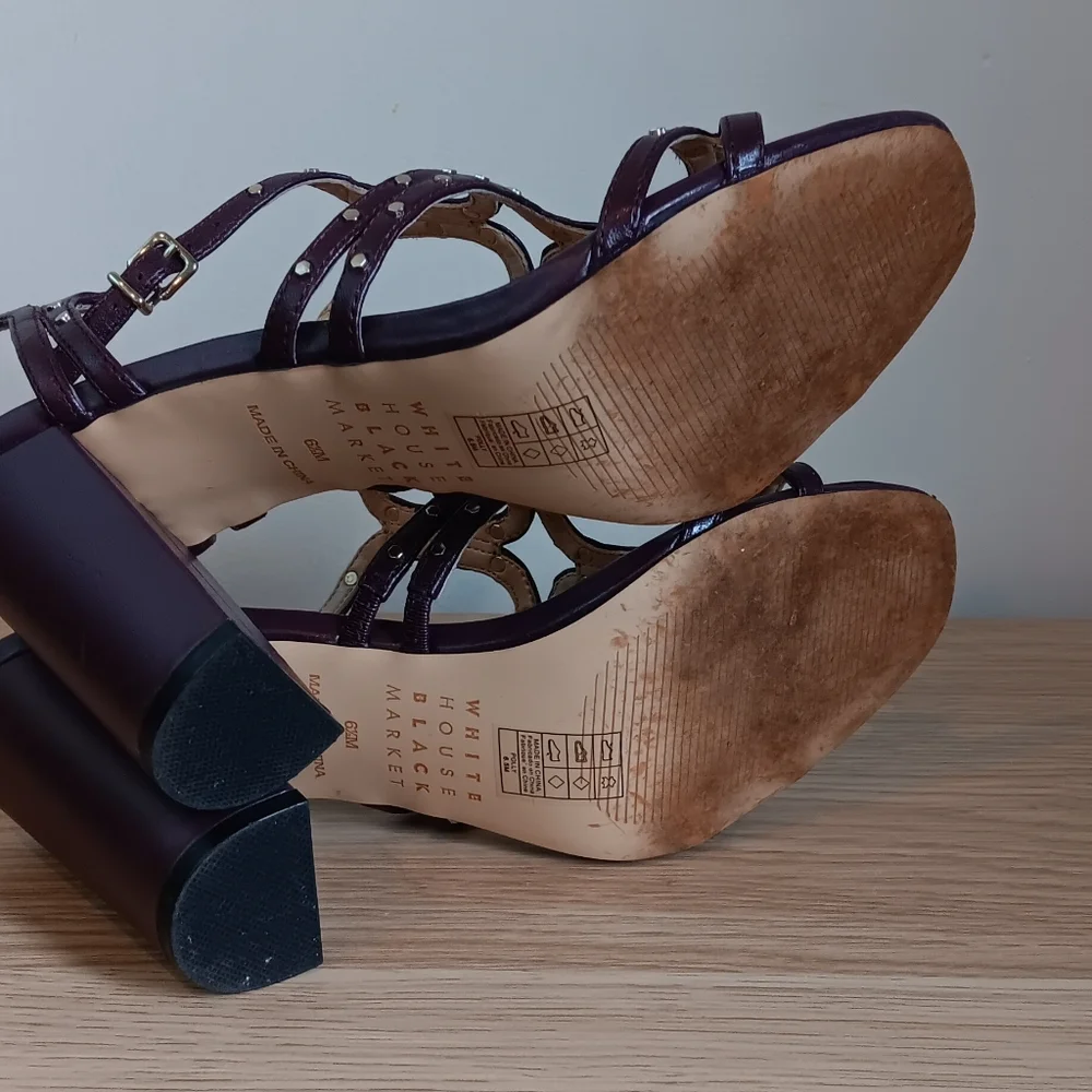 White House Black Market Women's Polly Cab Stud Heels Cabernet Plum 6.5